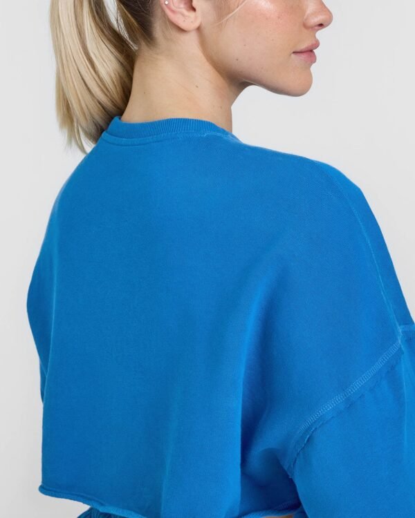 Raw Lounge Crop Sweatshirt with Graphic | Retro Blue - Image 5