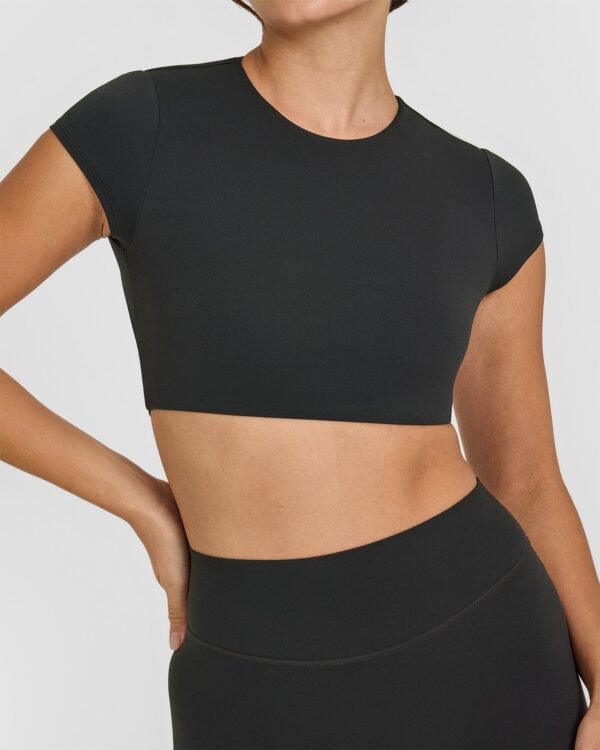 SoftMotion Short Sleeve Crop Top | Soft Black - Image 4