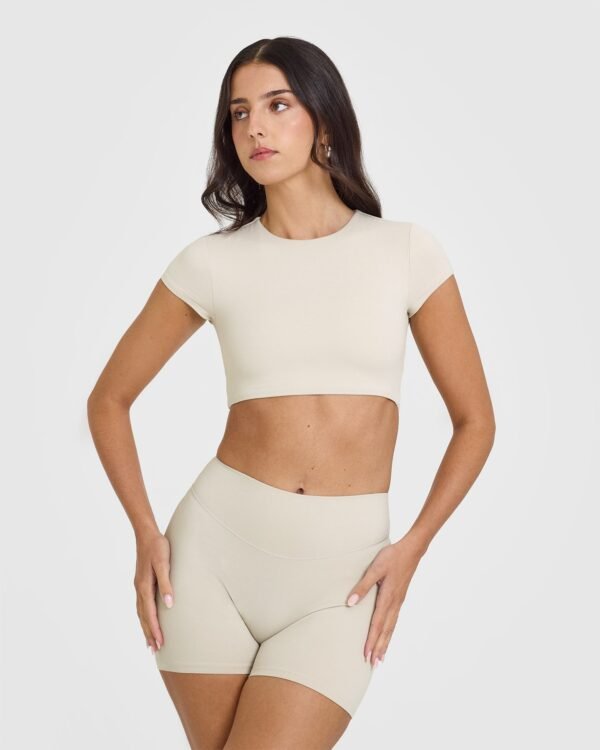 SoftMotion Short Sleeve Crop Top | Sand